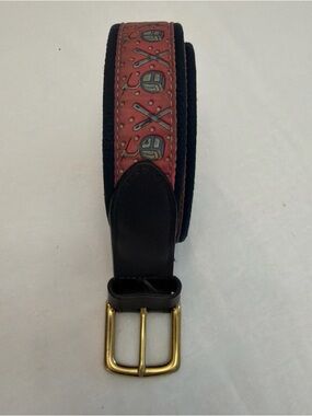 Vineyard Vines Canvas and Leather Belt gondola and Ski Pattern Men's Size 32